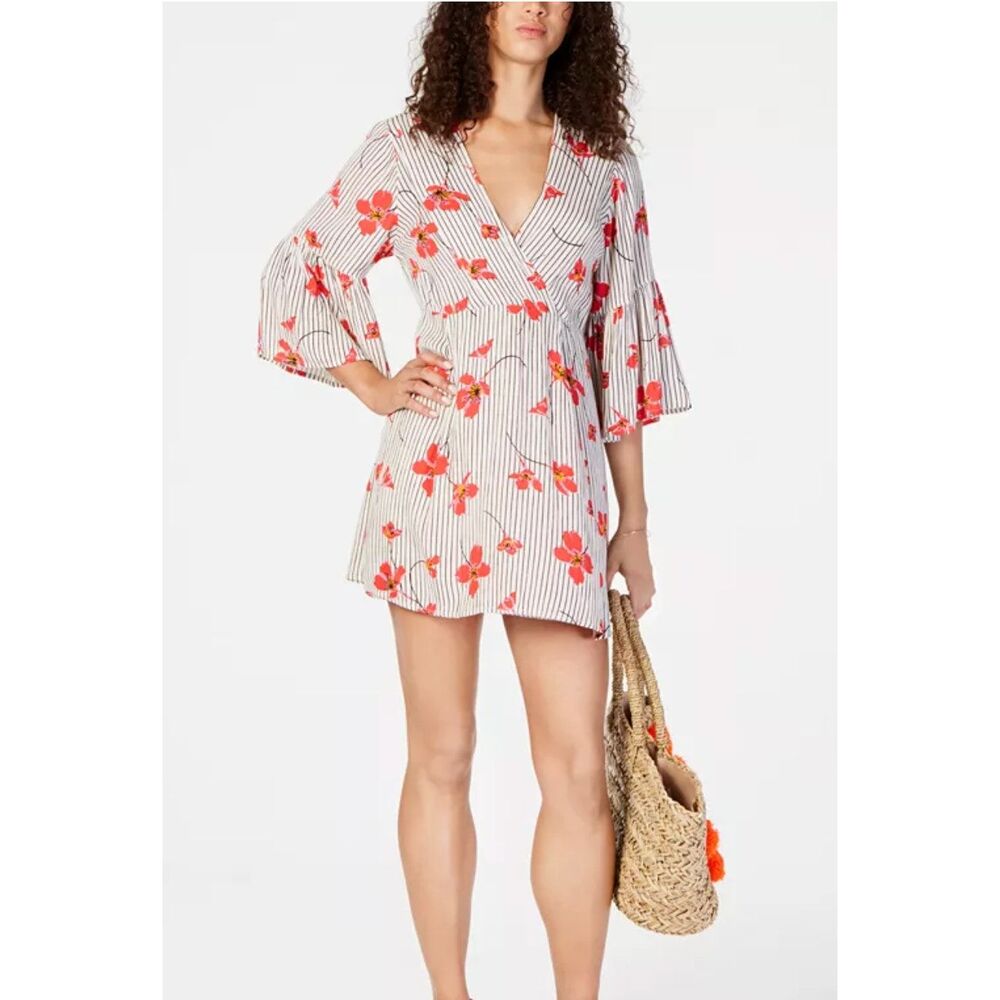 Billabong Juniors' Mixed-Print Bell-Sleeve Dress Size Small